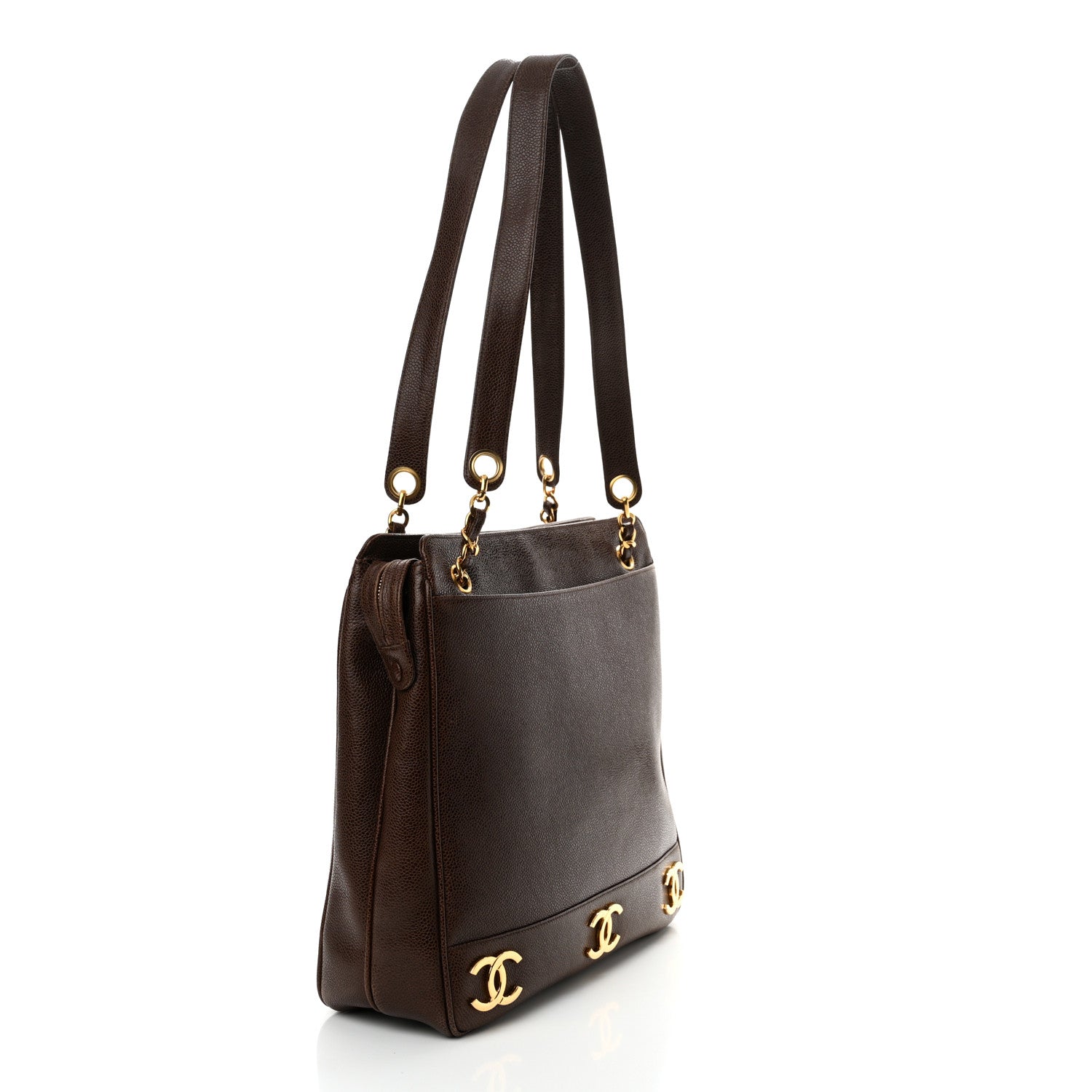 Chanel Caviar CC Shoulder Bag Dark Brown 3 of 14