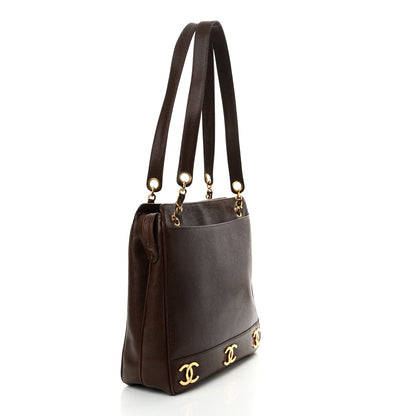 Chanel Caviar CC Shoulder Bag Dark Brown 3 of 14