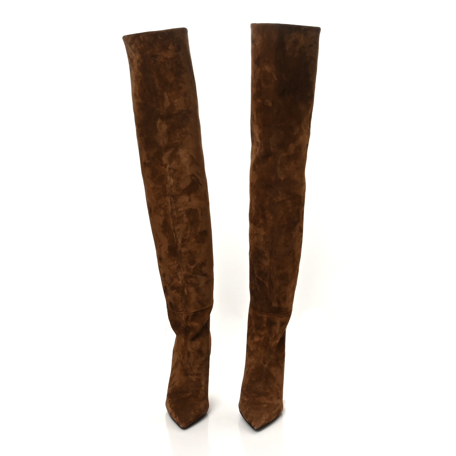 Saint Laurent Suede Kiki Over The Knee Boots 38 Brown 1 of 6