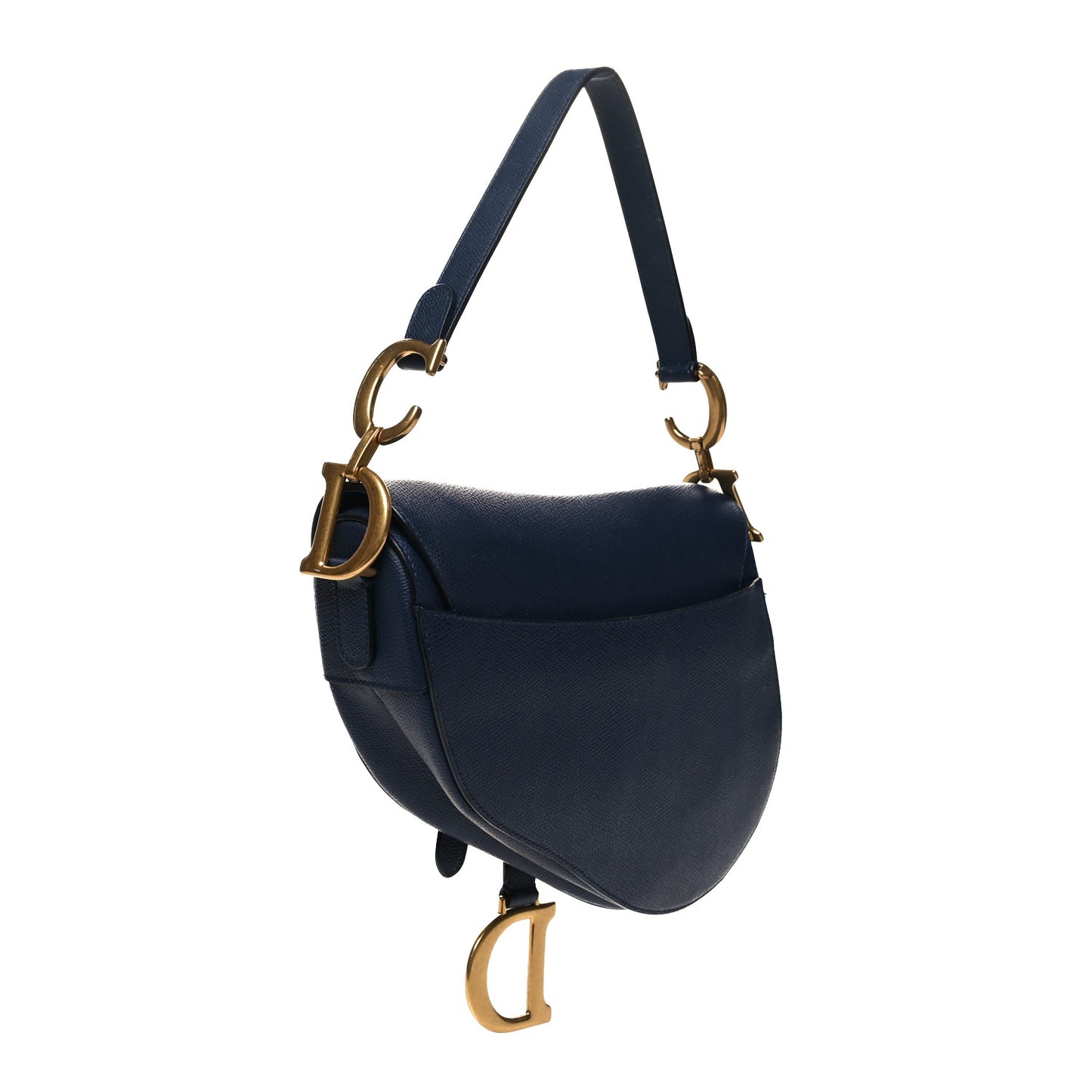 Grained Calfskin Saddle Bag Indigo Blue