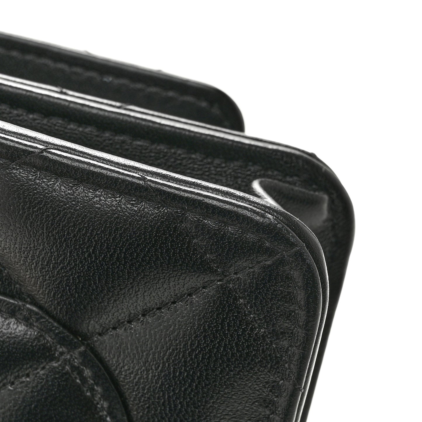 Lambskin Quilted Logo WOC Wallet On Chain Black
