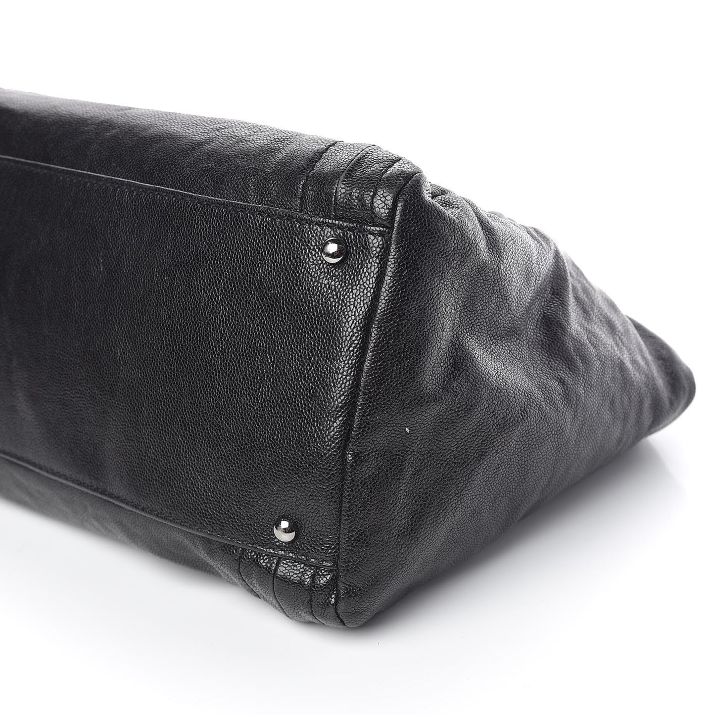 Glazed Caviar East West Modern Chain Tote Black