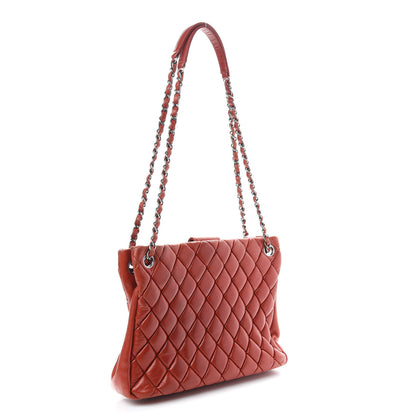 Chanel Lambskin Quilted Small New Bubble Quilt Tote Red 3 of 10