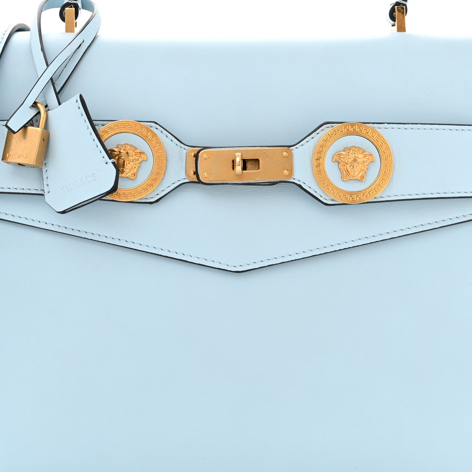 Versace Calfskin Icon Handbag Light Blue 8 of 12