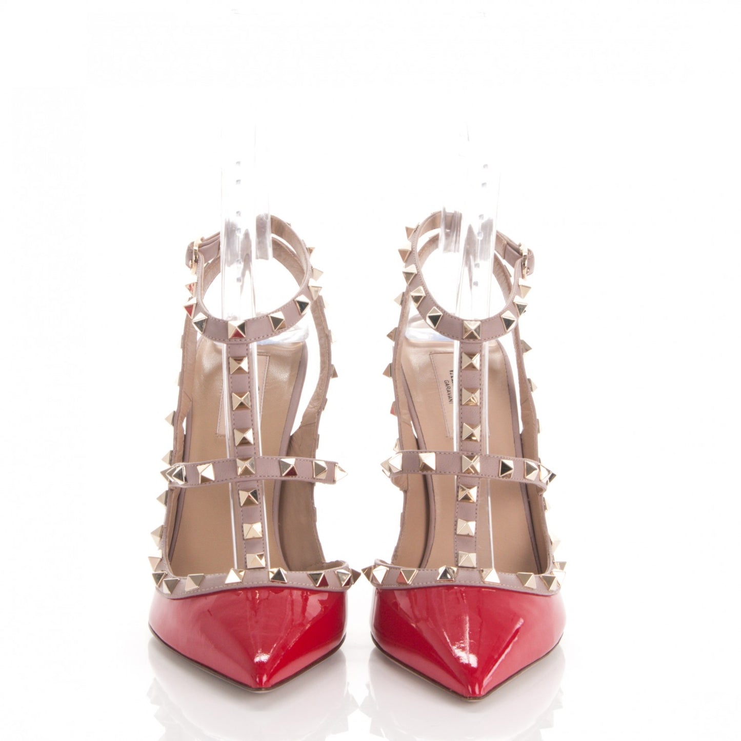 Patent Rockstud Ankle Strap Pumps 41 Red Poudre