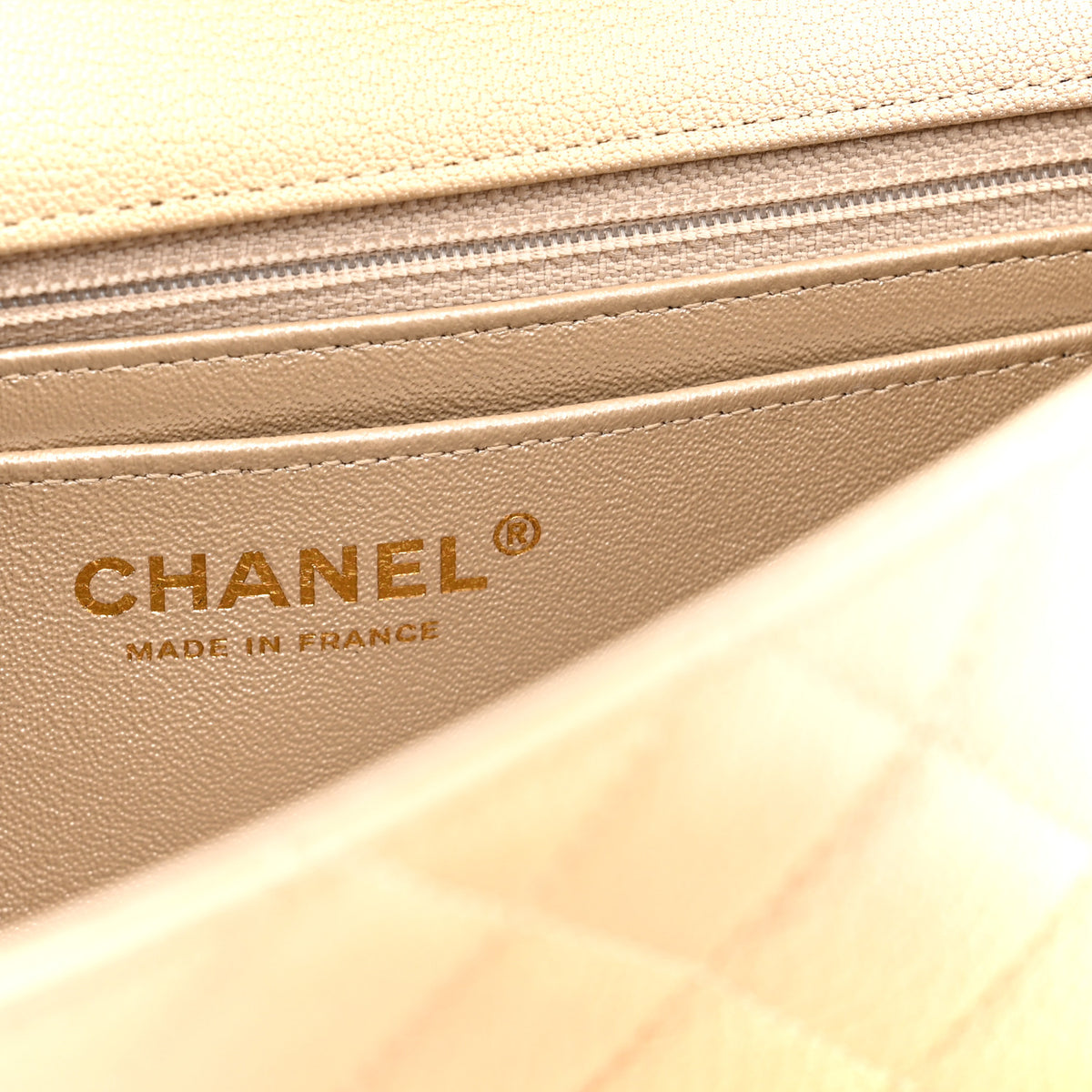 Metallic Goatskin Quilted Mini Rectangular Flap Gold