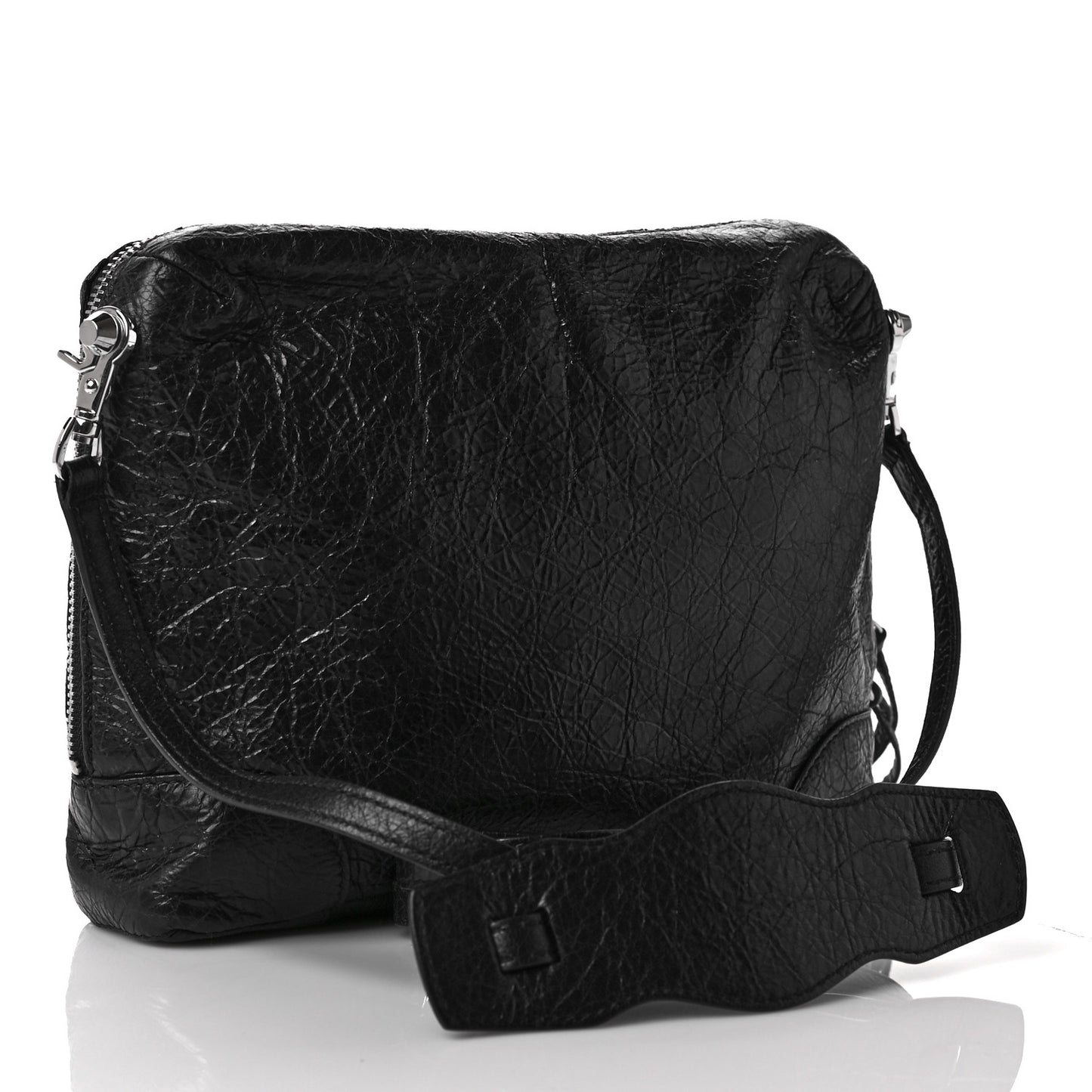 Agneau Classic SIlver Hardware XS Reporter Crossbody Black