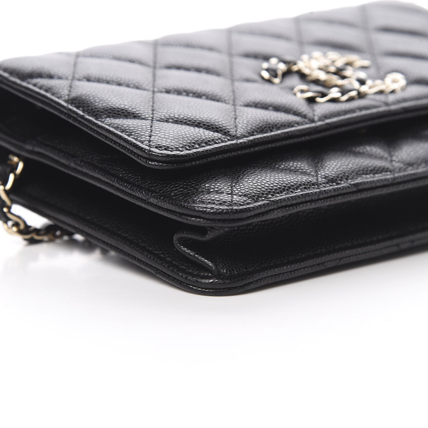 Caviar Quilted French New Wave Chain CC Wallet On Chain WOC Black