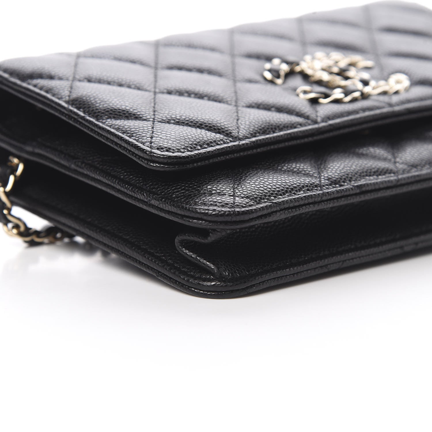 Chanel Caviar Quilted French New Wave Chain CC Wallet On Chain WOC Black 10 of 12