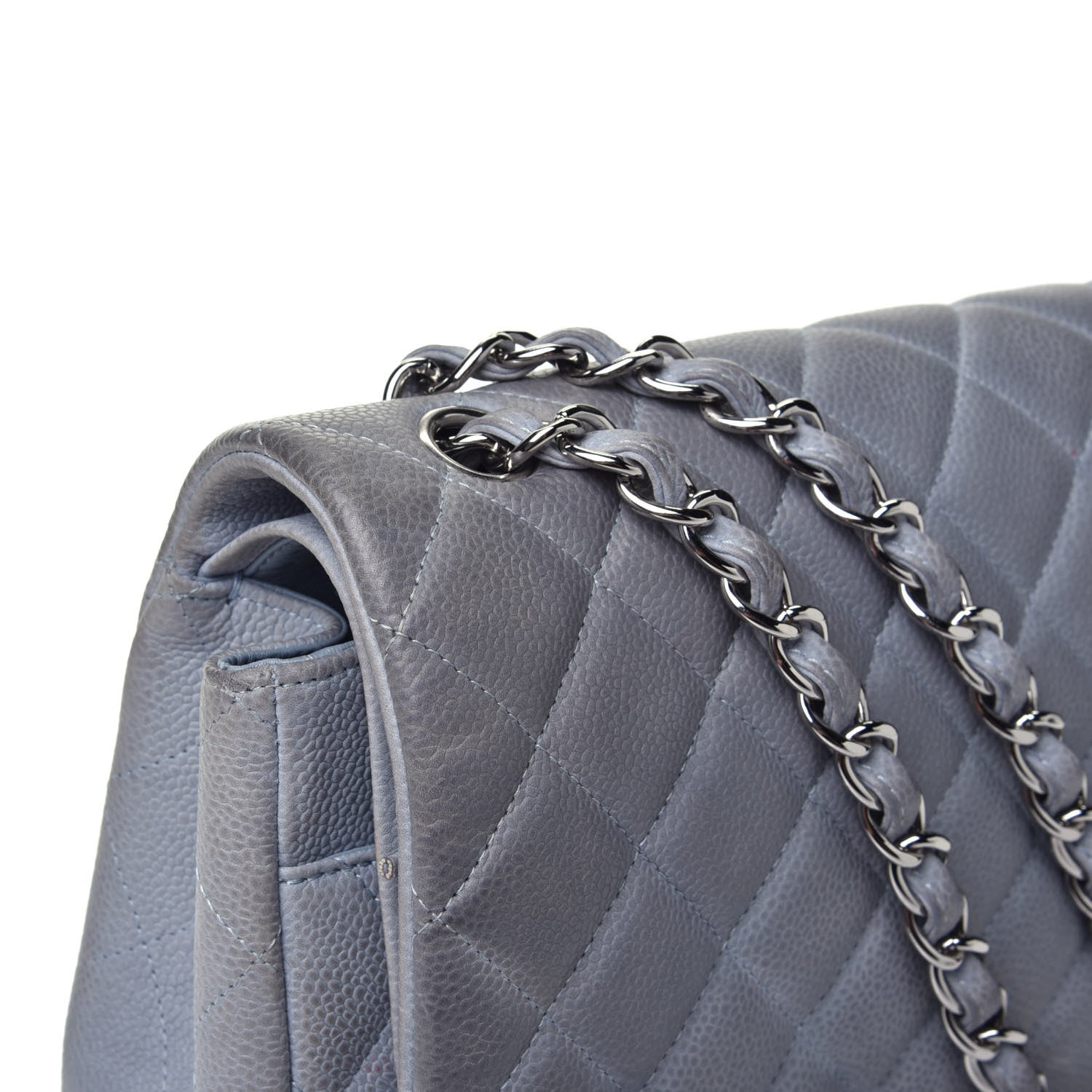 Chanel Iridescent Caviar Maxi Double Flap Light Blue 11 of 12
