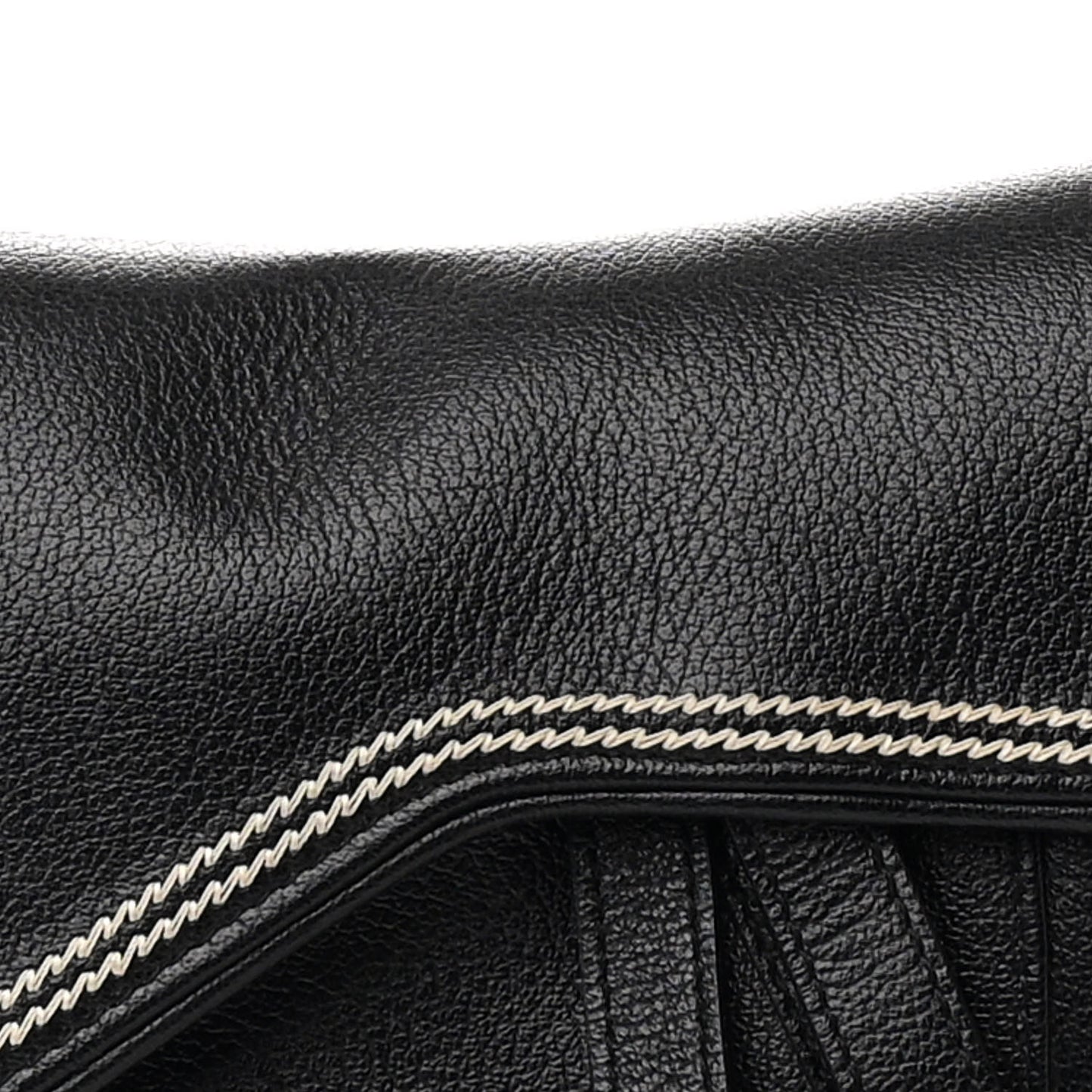 Shiny Goatskin Saddle Bag Black