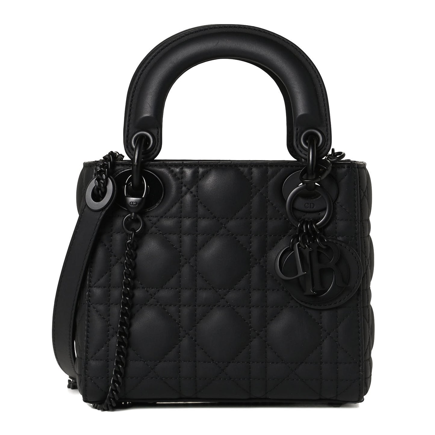 Ultra Matte Calfskin Cannage Mini Lady Dior Black
