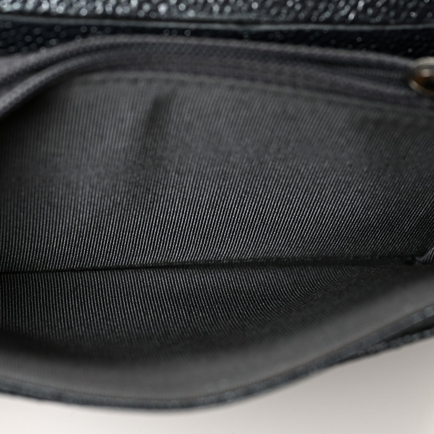 Metallic Caviar Quilted Small Flap Wallet Charcoal