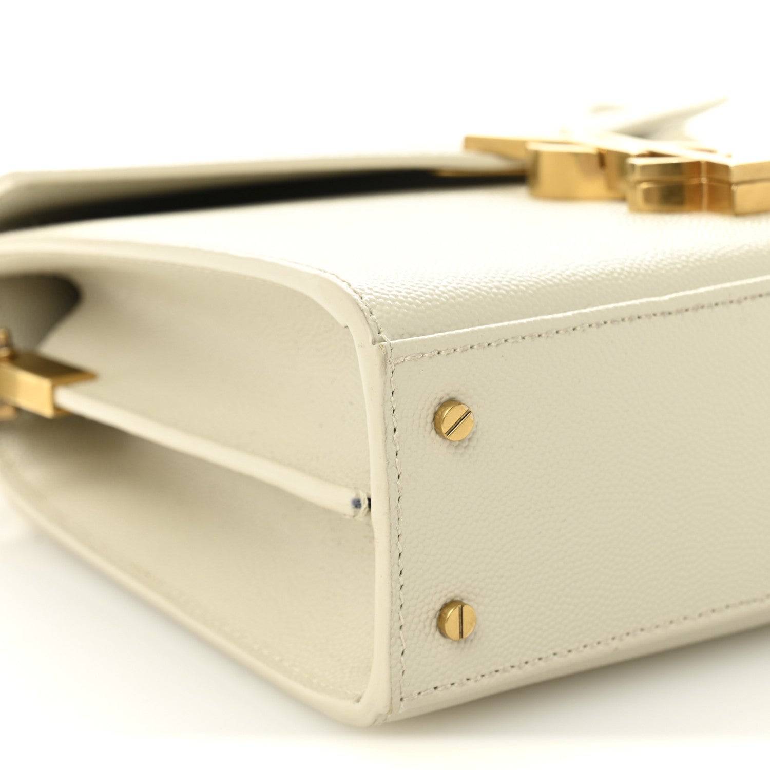 Saint Laurent Grain de Poudre Mini Classic Monogram Cassandra Top Handle Vintage White 8 of 12