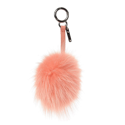 Fendi Fox Fur Vitello Elite Pom Pom Bag Charm Peach 1 of 2