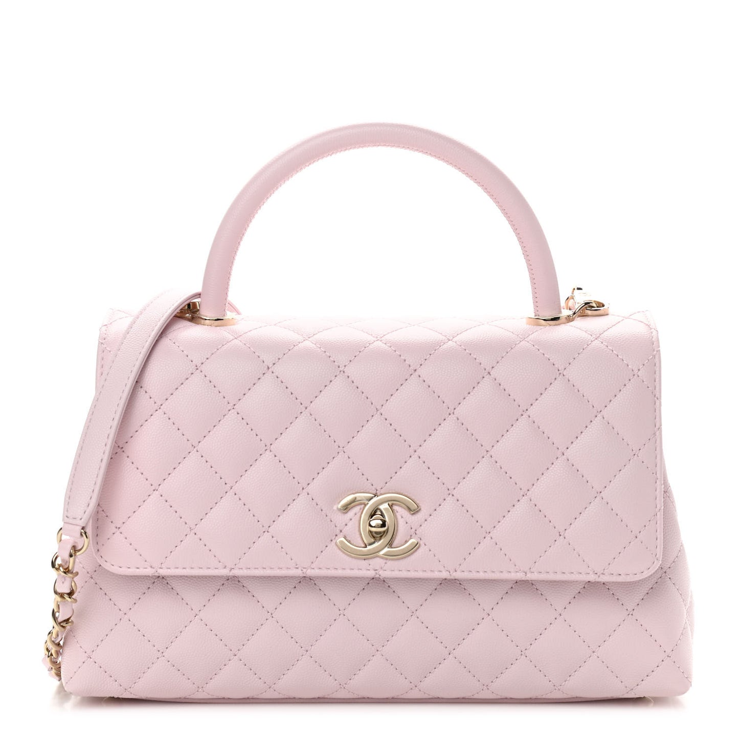 Caviar Quilted Small Coco Handle Flap Light Pink