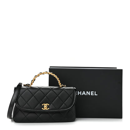 Chanel Lambskin Quilted Small La Parisienne Top Handle Flap Black 11 of 11
