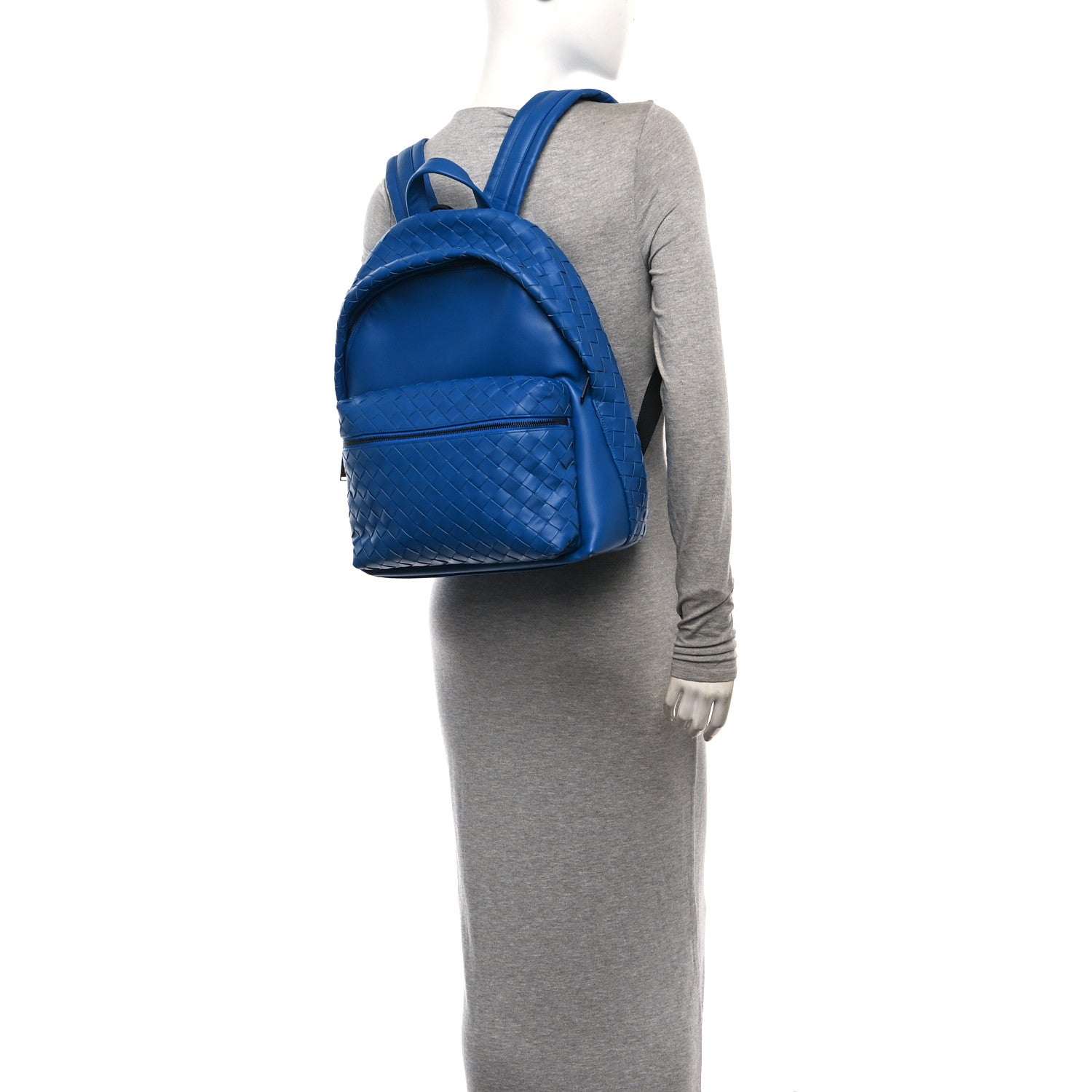 Bottega Veneta Smooth Calfskin Intrecciato Borsa Backpack Cobalt Blue 2 of 11