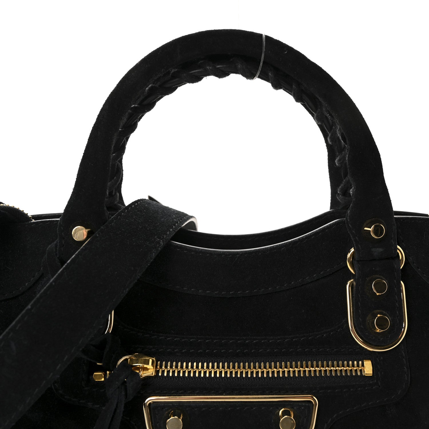 Balenciaga Baby Daim Suede Gold Metallic Edge Hardware Mini City Black 7 of 9