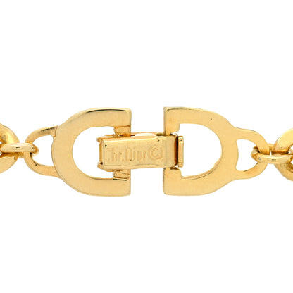 Christian Dior Metal Crystal Chain Long Necklace Gold 5 of 5