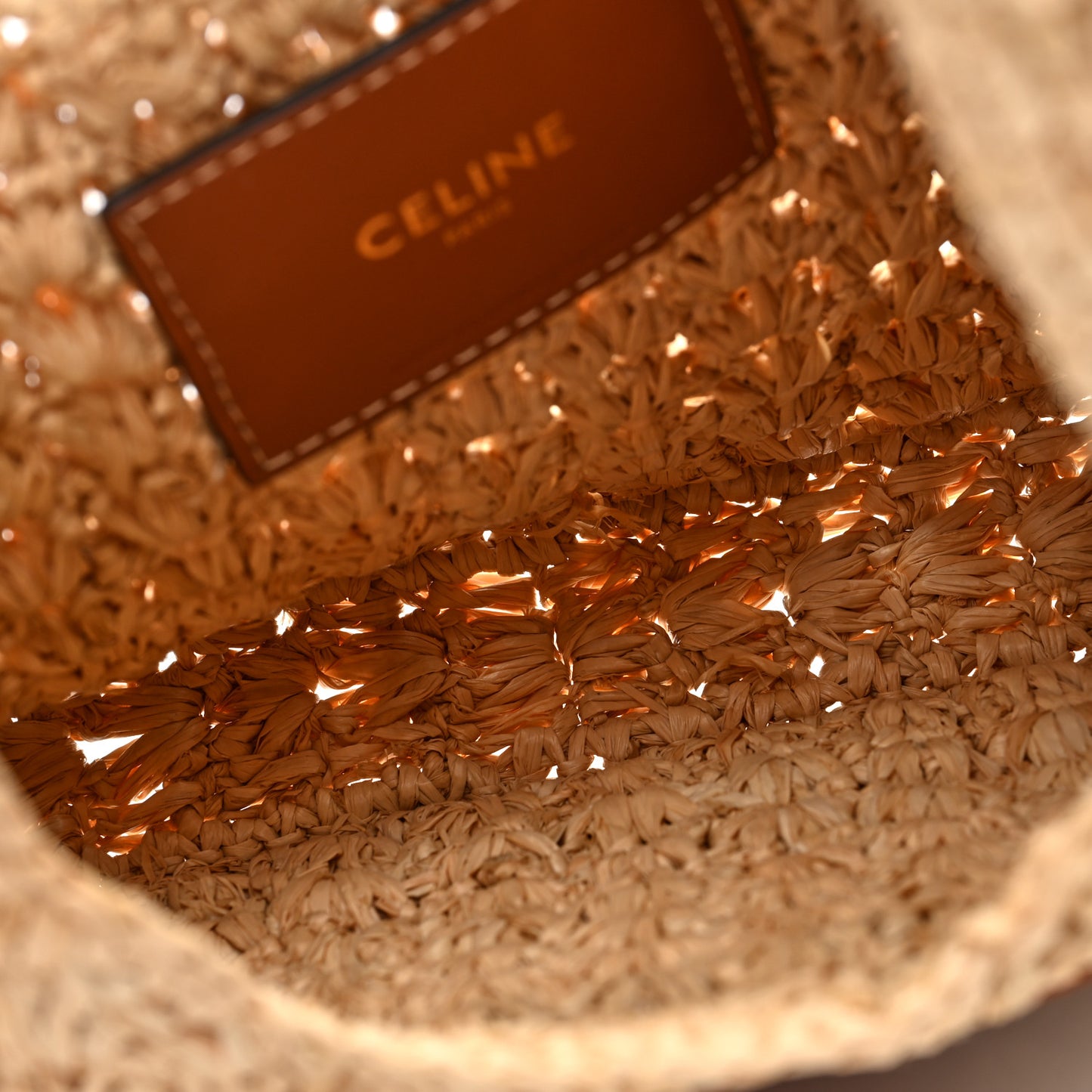 Raffia Calfskin Triomphe Panier Hobo Bag Natural Tan