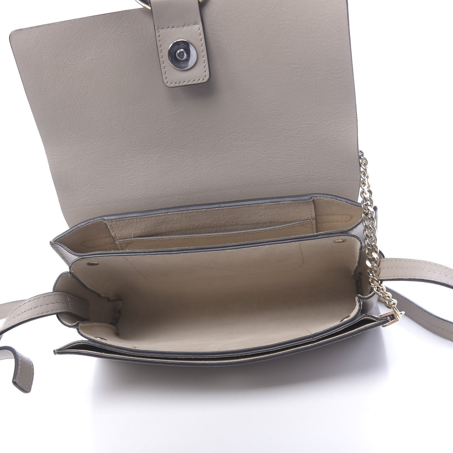 Suede Calfskin Small Faye Shoulder Bag Motty Grey