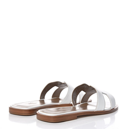 Hermes Box Calfskin Oran Sandals 38 White 4 of 8