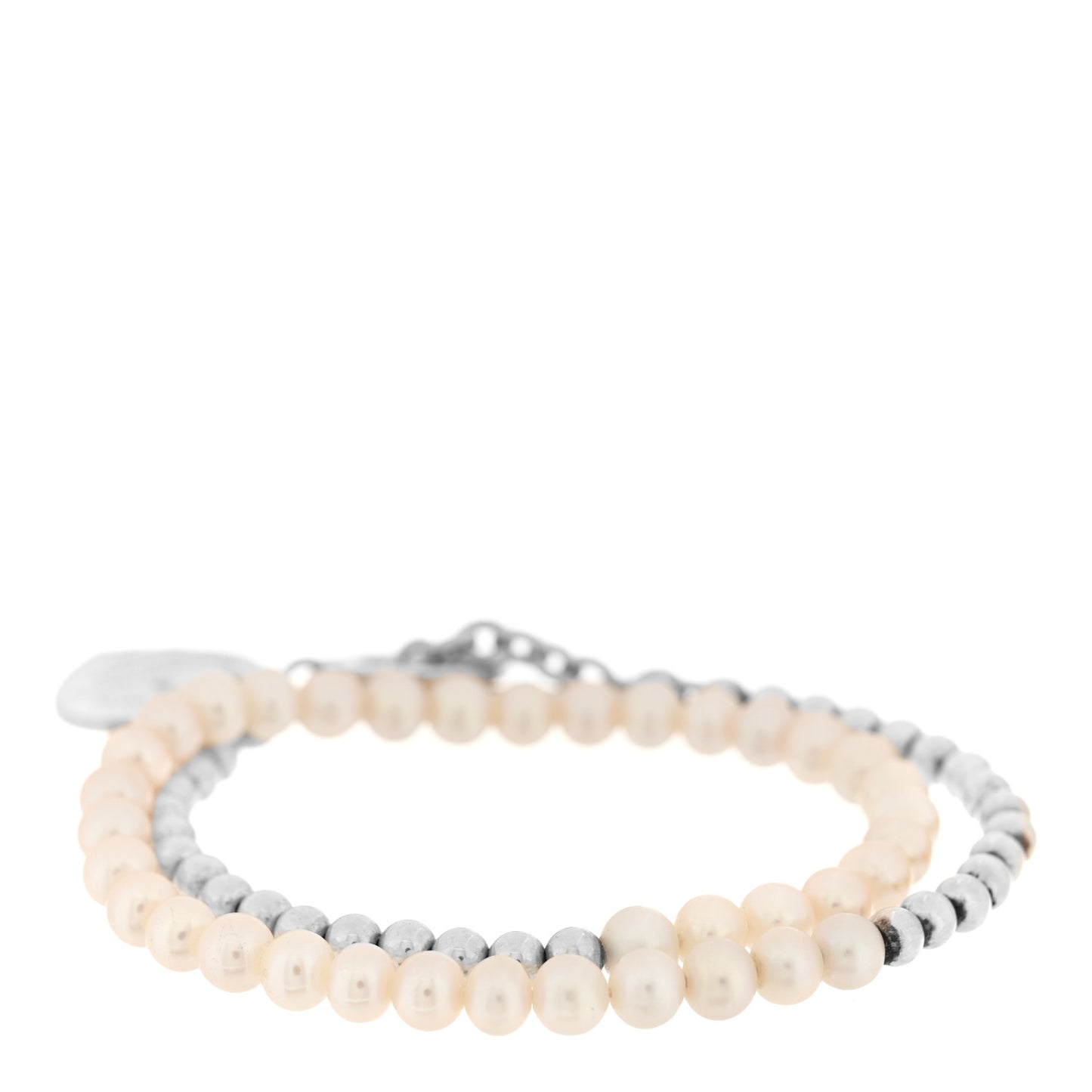 Sterling Silver Pearl Diamond Return to Tiffany Wrap Bead Bracelet
