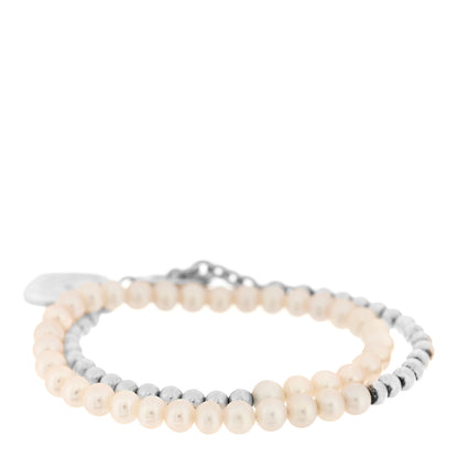 Tiffany Sterling Silver Pearl Diamond Return to Tiffany Wrap Bead Bracelet 2 of 3