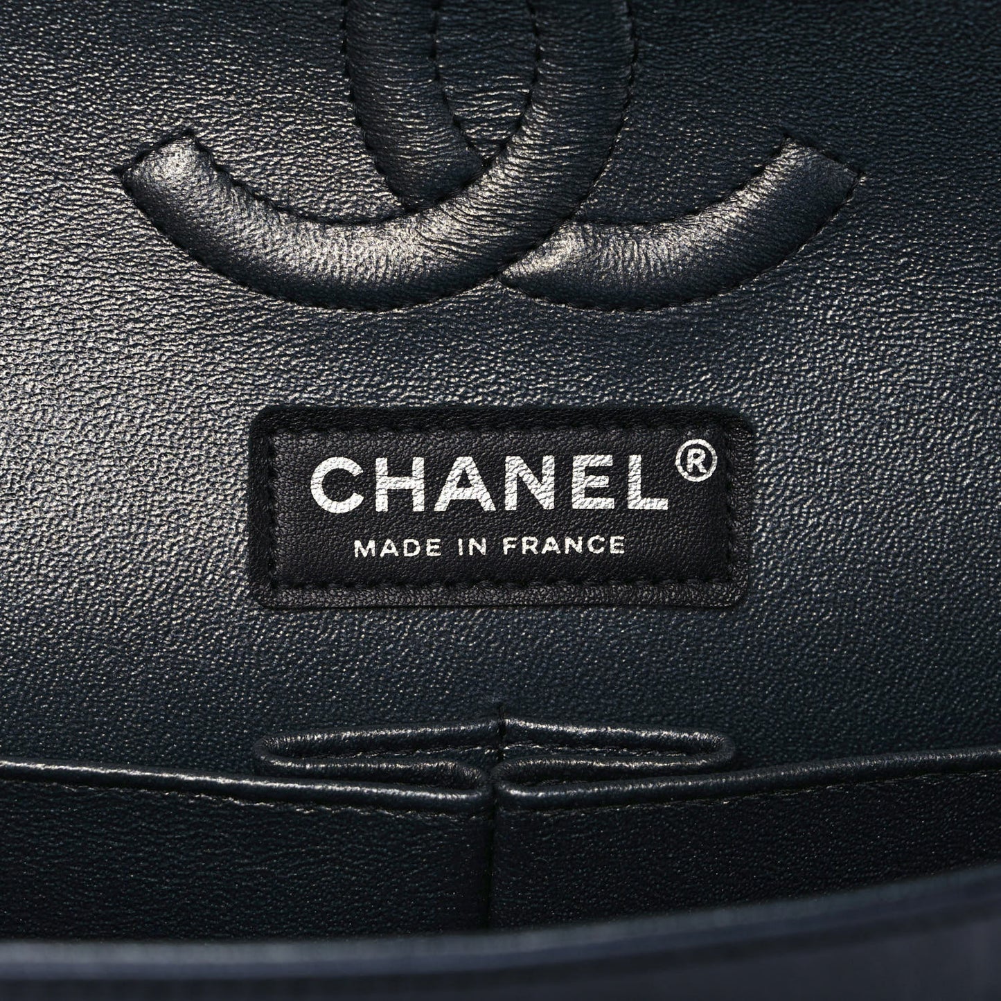 Metallic Calfskin Quilted Medium Double Flap Charcoal