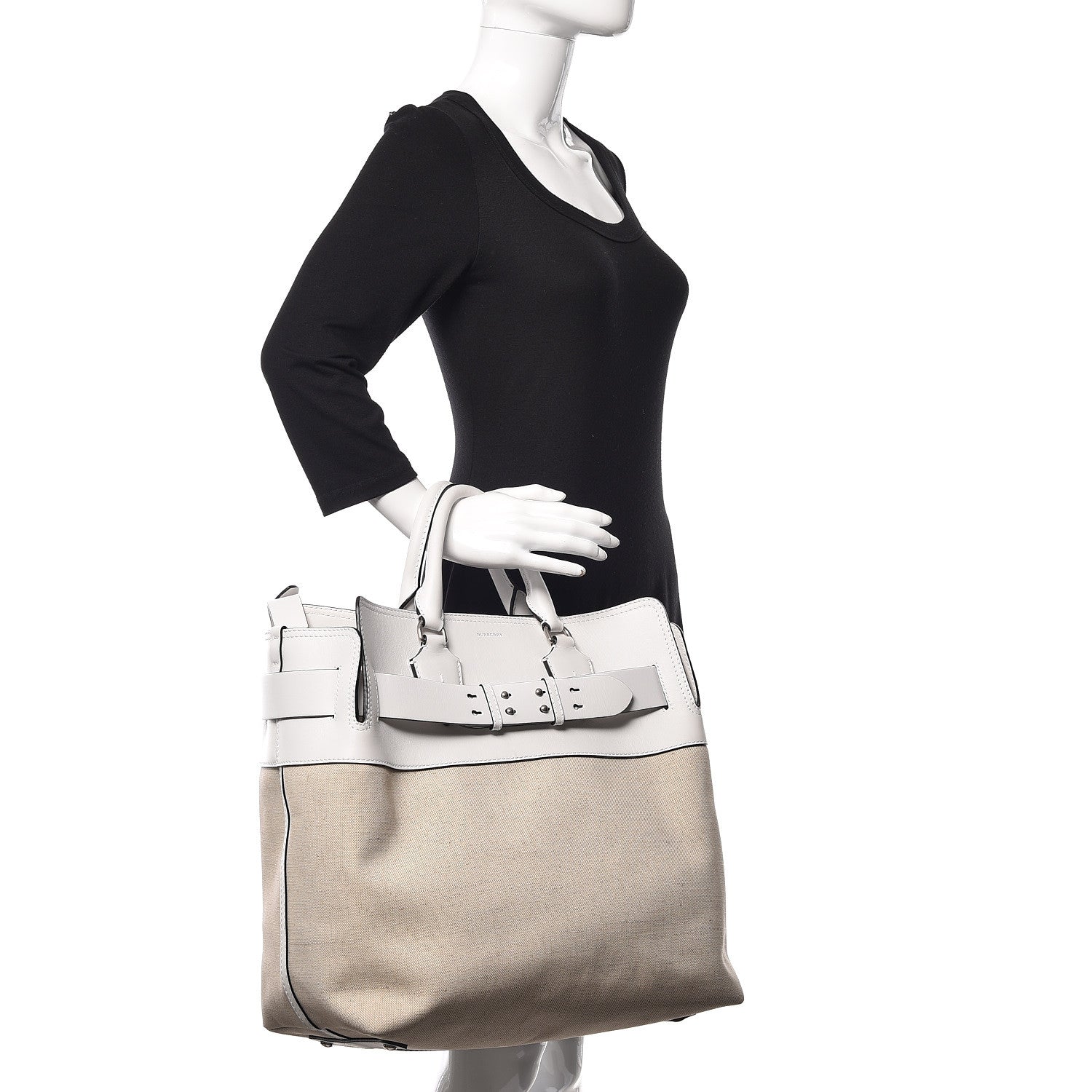 Burberry Canvas Calfskin Medium Belt Bag White 2 of 10