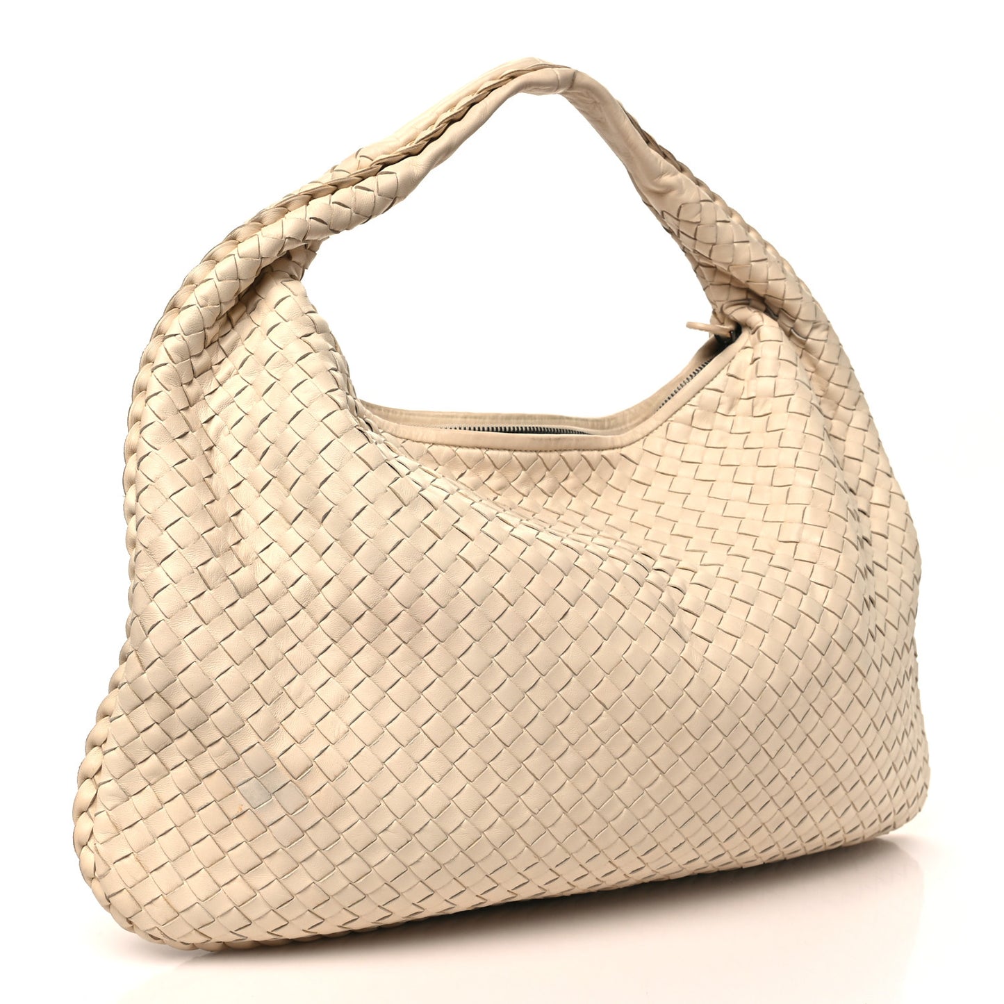 Nappa Intrecciato Large Belly Veneta Hobo White