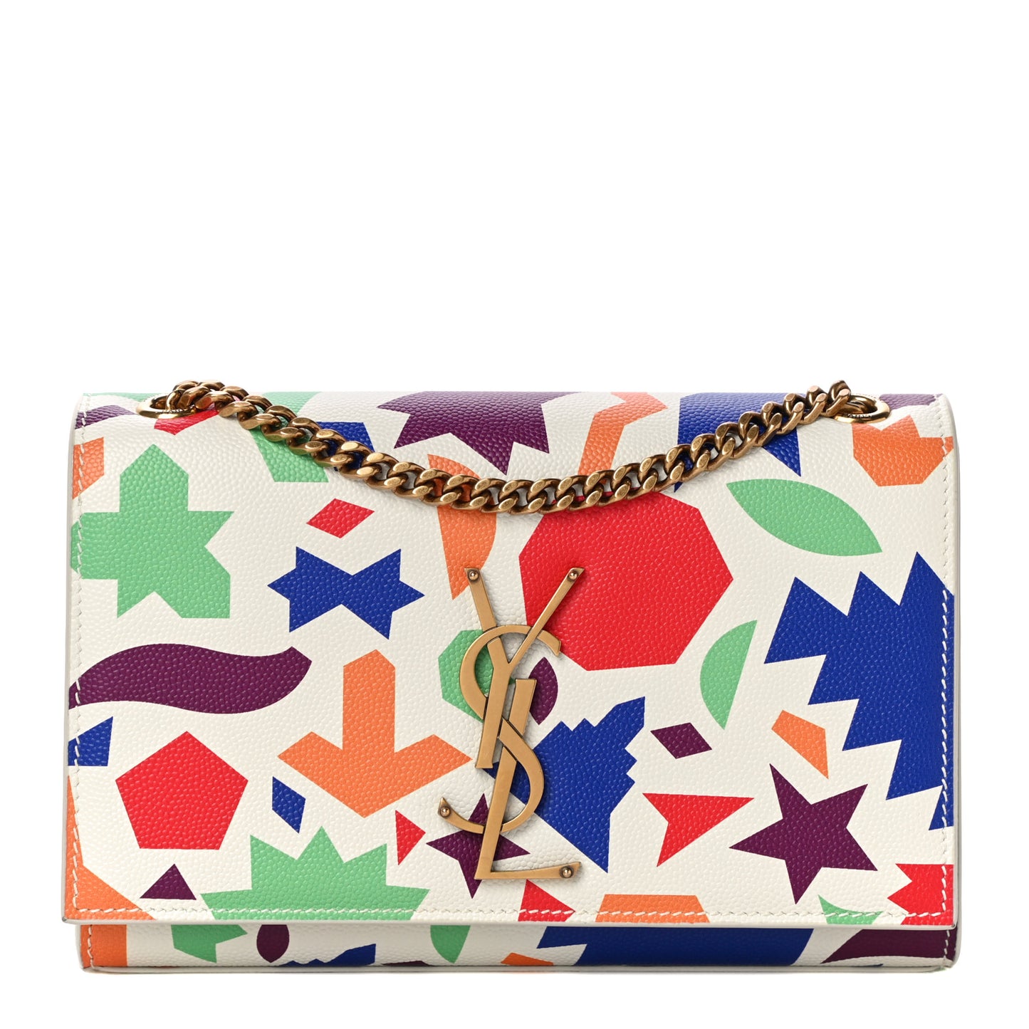 Grain De Poudre Small Classic Monogram Shapes Print Kate Satchel White