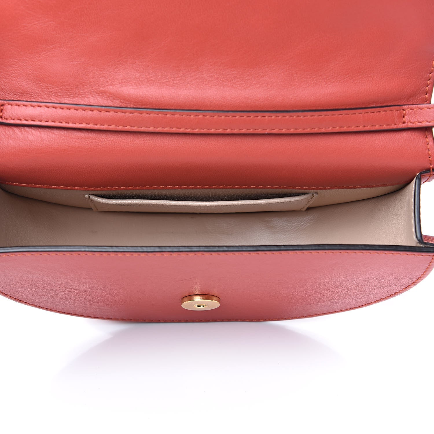Chloe Calfskin Lambskin Small Quilted Studded Nile Bracelet Minaudiere Bag Sepia Red 5 of 12
