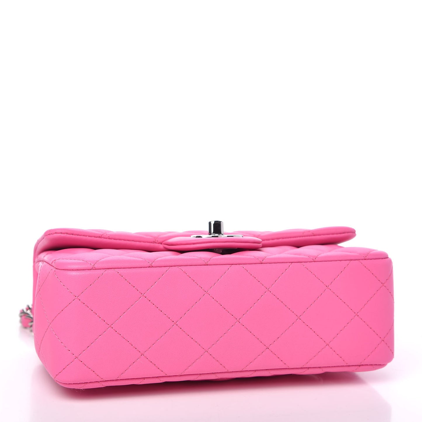 Lambskin Quilted Mini Rectangular Flap Neon Pink