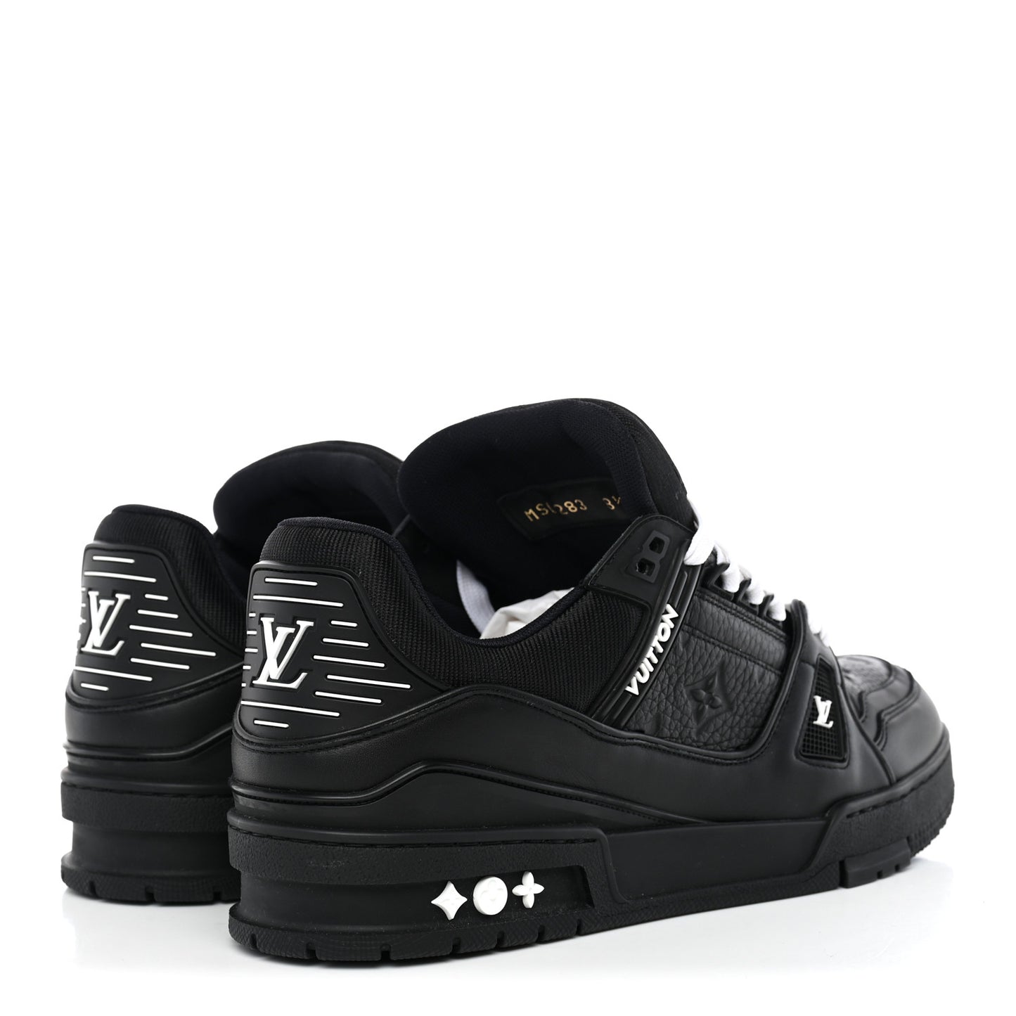 Calfskin Embossed Monogram Mens LV Trainer Sneakers 8.5 Black
