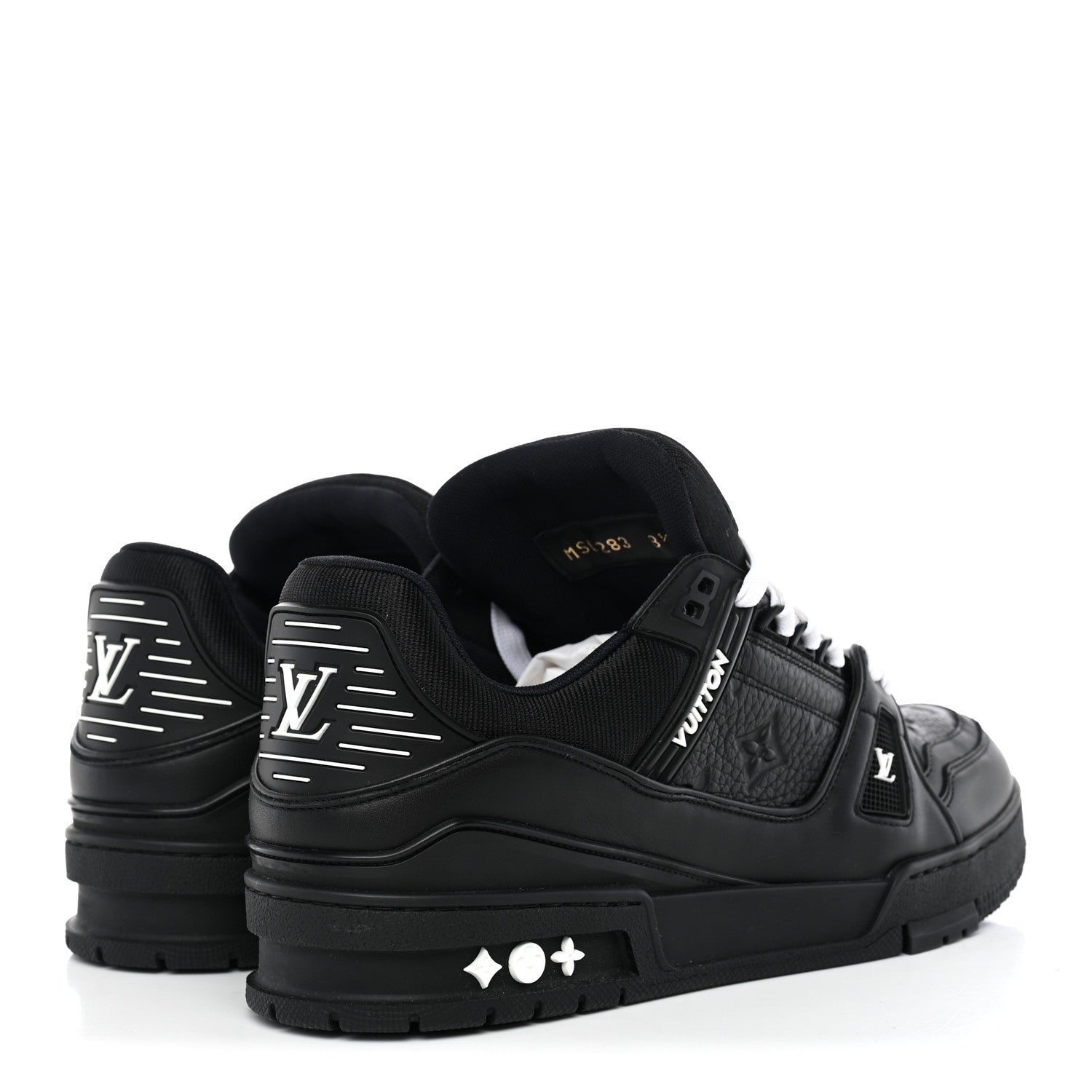 Louis Vuitton Calfskin Embossed Monogram Mens LV Trainer Sneakers 8.5 Black 4 of 10