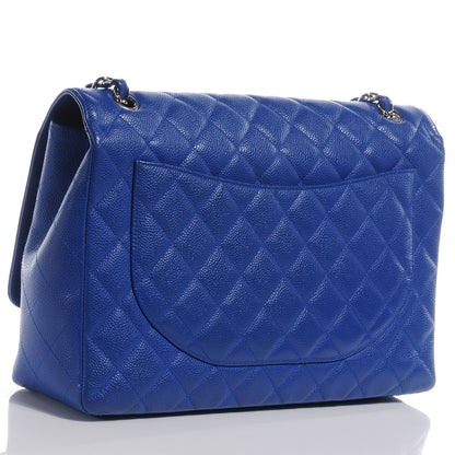 Chanel Caviar Maxi Single Flap Blue Fonce 3 of 10