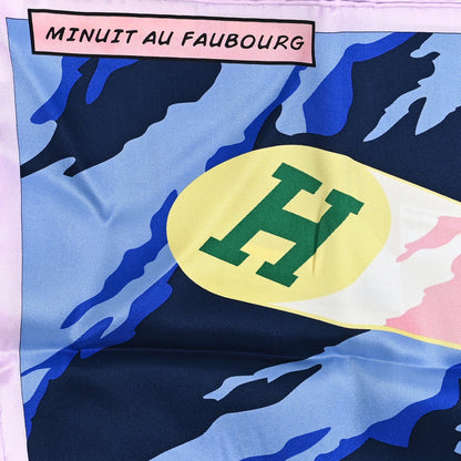 Hermes Silk Minuit Au Faubourg Scarf 70 Parme Bleu Vert 5 of 5