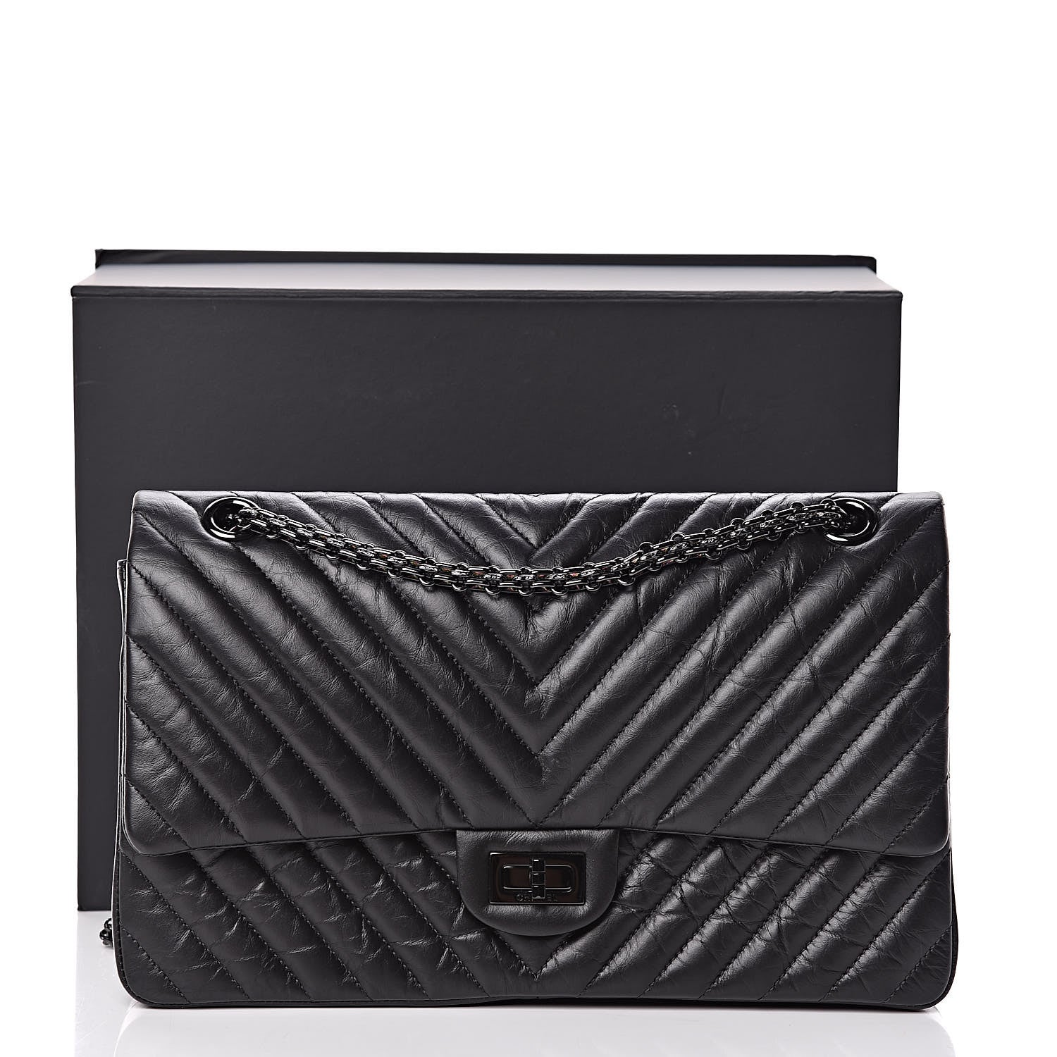 Chanel Aged Calfskin Chevron Quilted 2.55 Reissue 226 So Black 14 of 14
