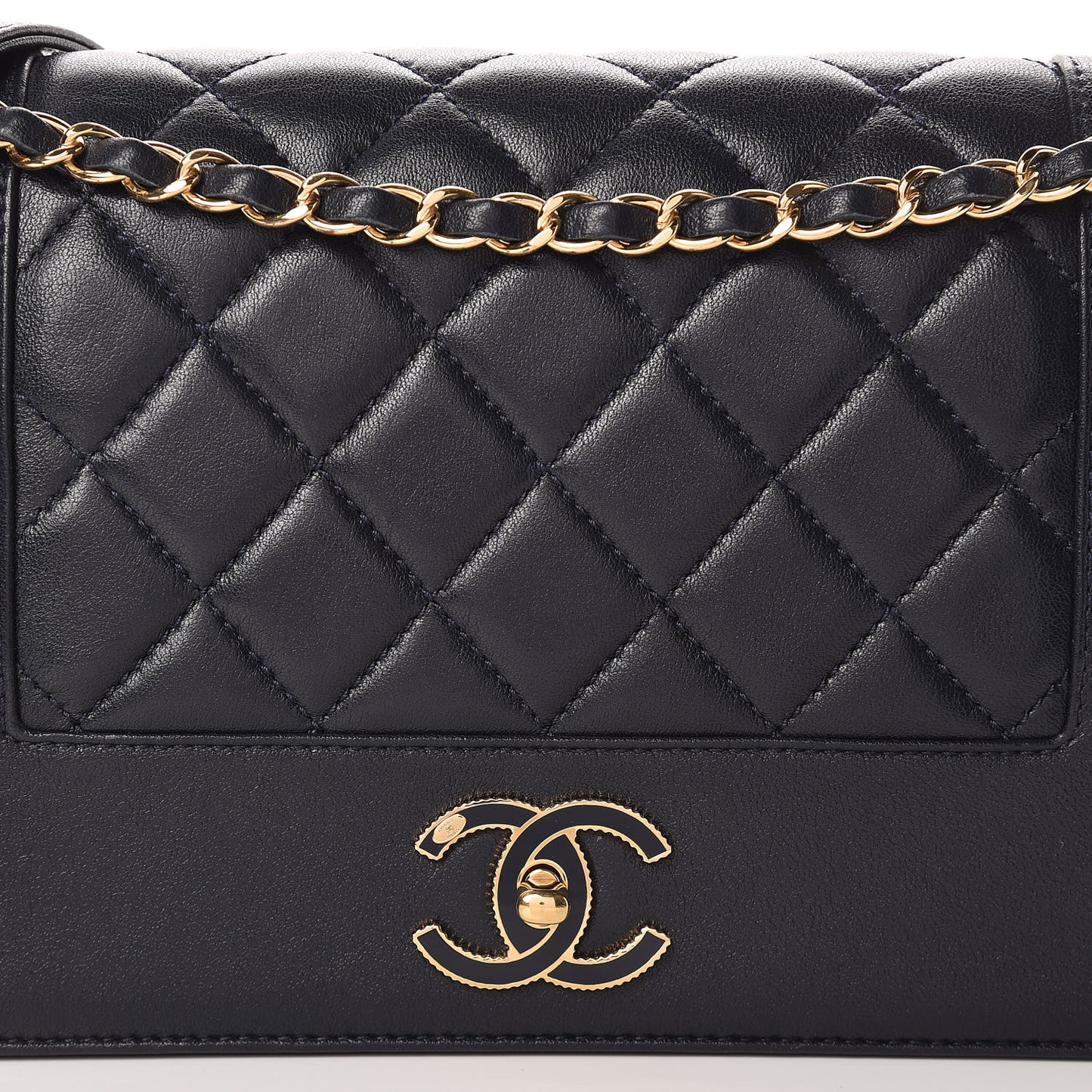 Sheepskin Quilted Vintage Mademoiselle Flap Navy