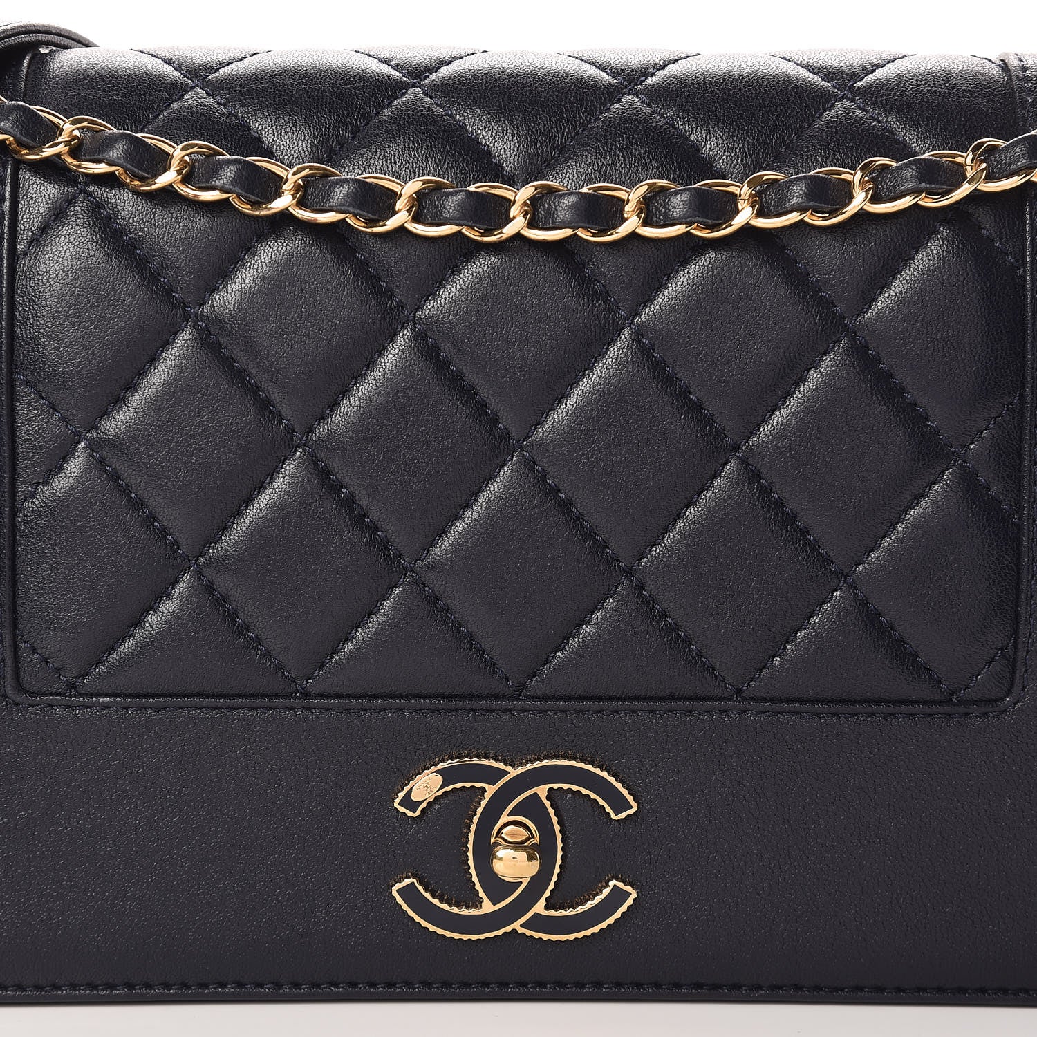 Chanel Sheepskin Quilted Vintage Mademoiselle Flap Navy 8 of 13