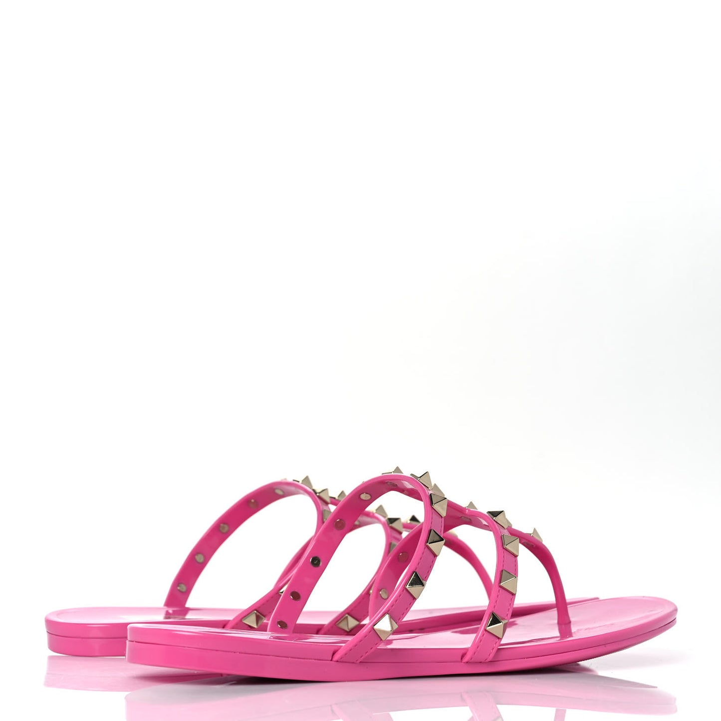 PVC Jelly Rockstud Caged Flat Thong Sandals 40 Dawn Pink
