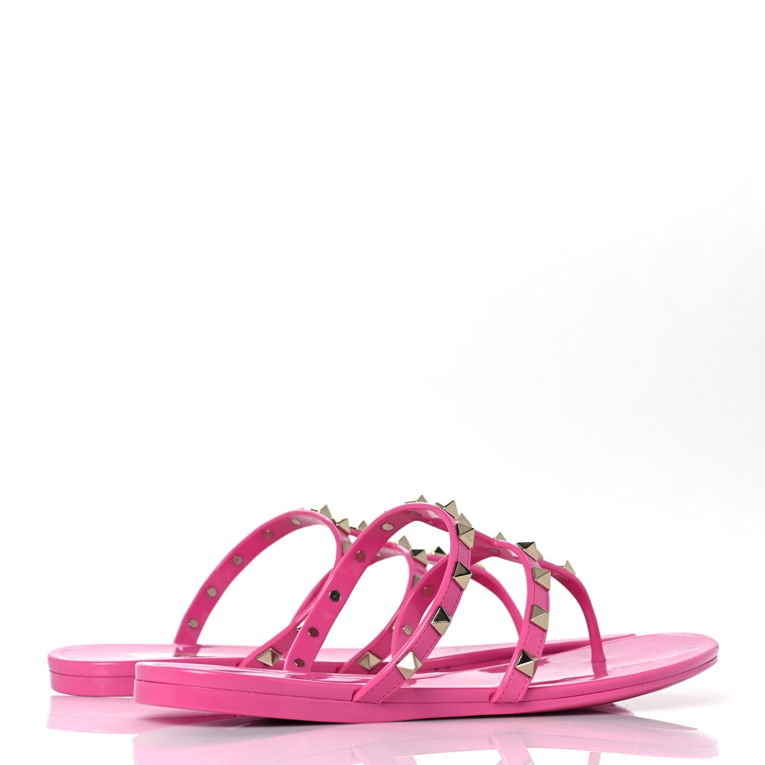 Valentino Garavani PVC Jelly Rockstud Caged Flat Thong Sandals 40 Dawn Pink 4 of 8