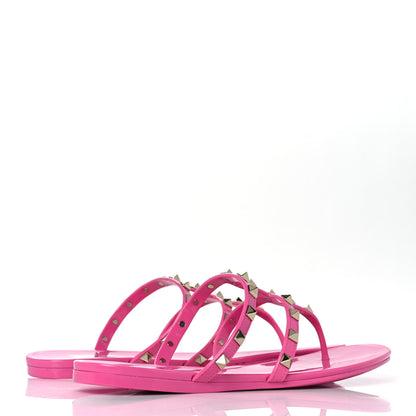 Valentino Garavani PVC Jelly Rockstud Caged Flat Thong Sandals 40 Dawn Pink 4 of 8