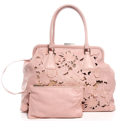 Valentino Garavani Lambskin Lace Girello Satchel Blush 3 of 8