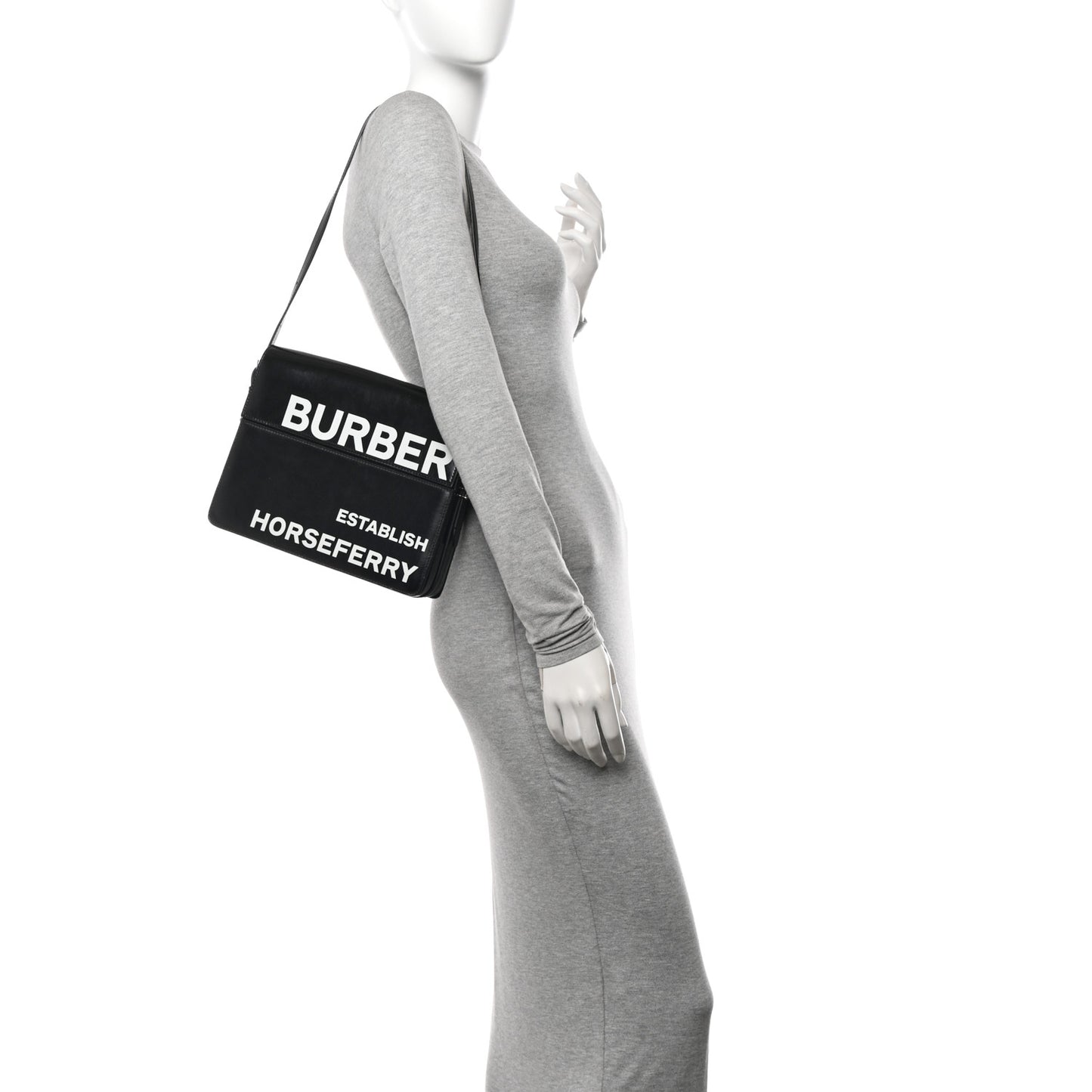 Coated Canvas Horseferry Print Grace Bag Black