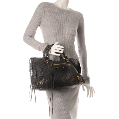 Balenciaga Agneau Laser Cut Cross Classic Gold Hardware City Grey 2 of 7