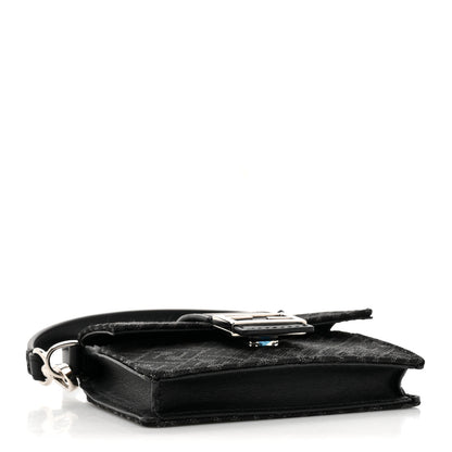 Fendi Recycled Fabric Jacquard Vitello Cover Micro FF Micro Flat Baguette Asfalto 4 of 11
