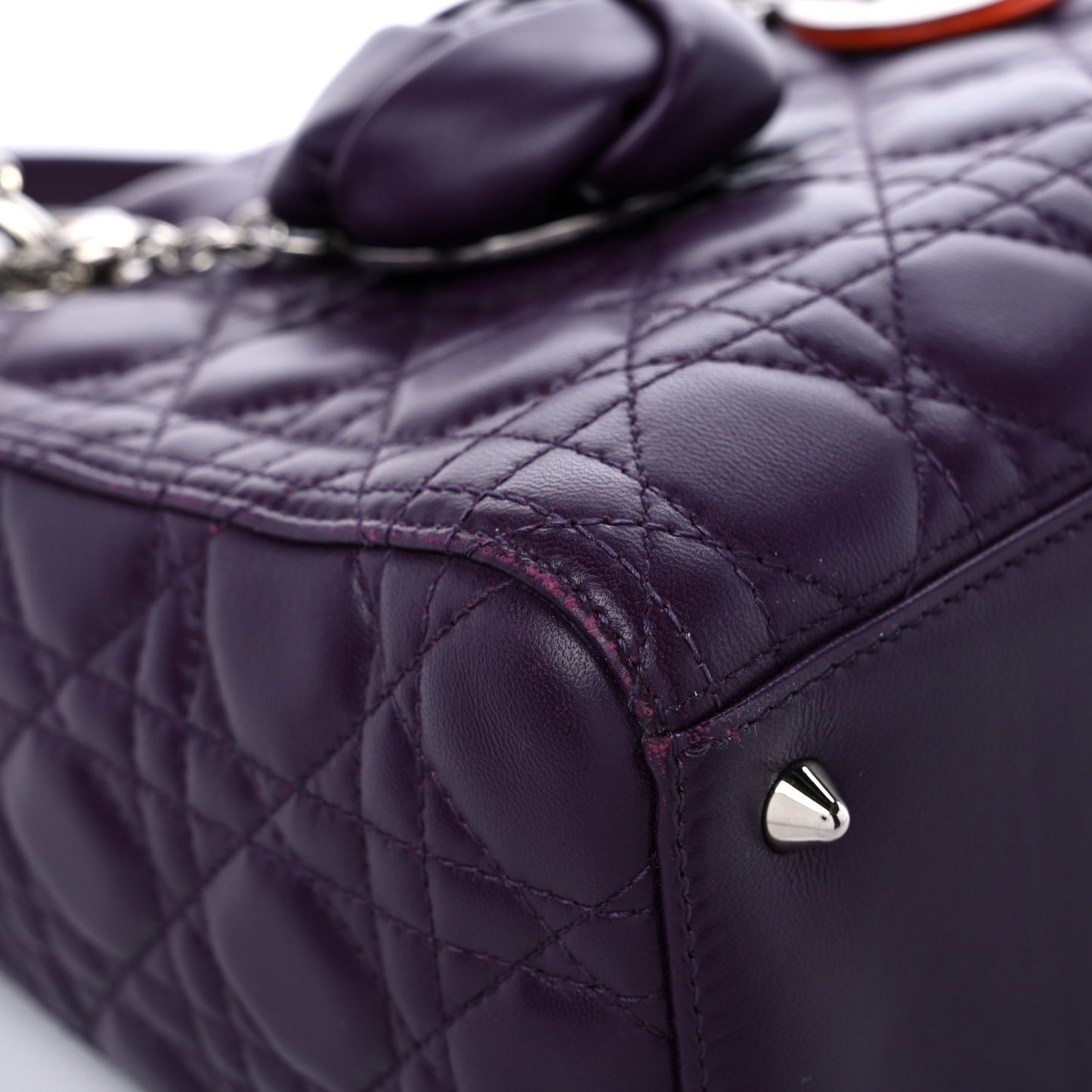 Lambskin Crocodile Medium Lady Dior Purple Orange